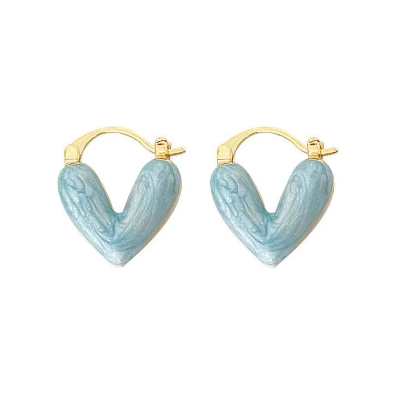 Wholesale Oil Drop Heart Earrings French Heart Shape Earrings